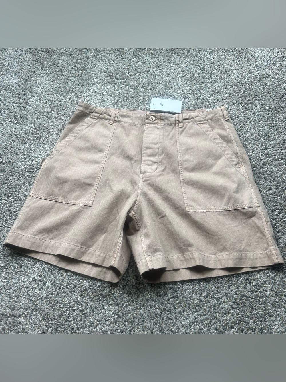 Nike Life Fatigue Shorts Men's Size 28 Hemp Beige Herringbone Twill HJ2976-200